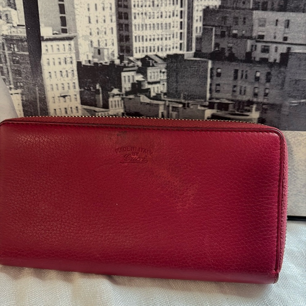 Gucci Leather Zip-Around Wallet with Tassel - Red - Picture 3 of 15